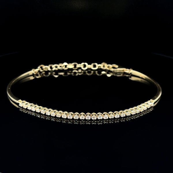 Closeup photo of 14K YG .50tcw RBC Diamond Hard & Flexible Tennis Line Bracelet 7.4g, 7.5"