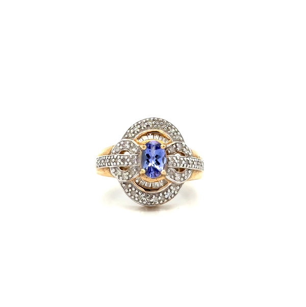 Closeup photo of 10K 2tone .50ct Tanzanite & .50tcw Diamond Ring 4.8g, s6