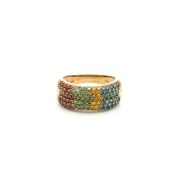 Closeup photo of 10K YG Rainbow Irradiated 1.80tcw Diamond 9mm Band Ring 4.0g, s7