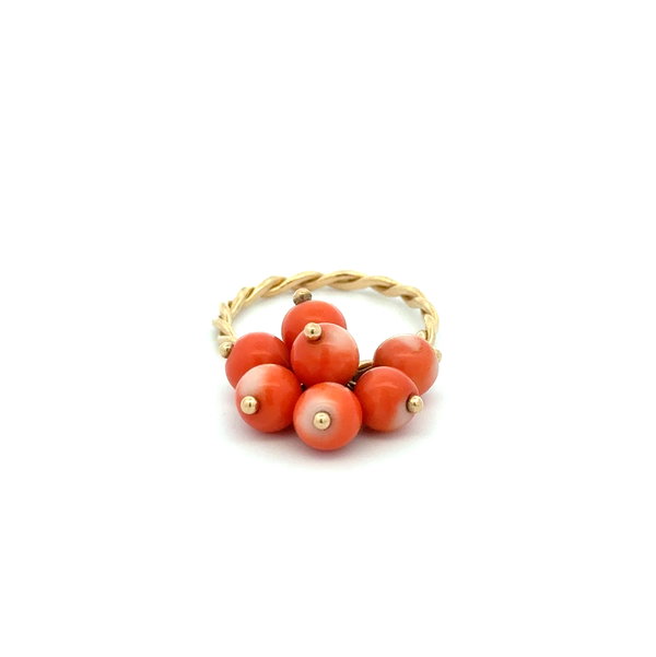 Closeup photo of 14K YG Articulating Coral Cluster Ring 3.6g, s7.25