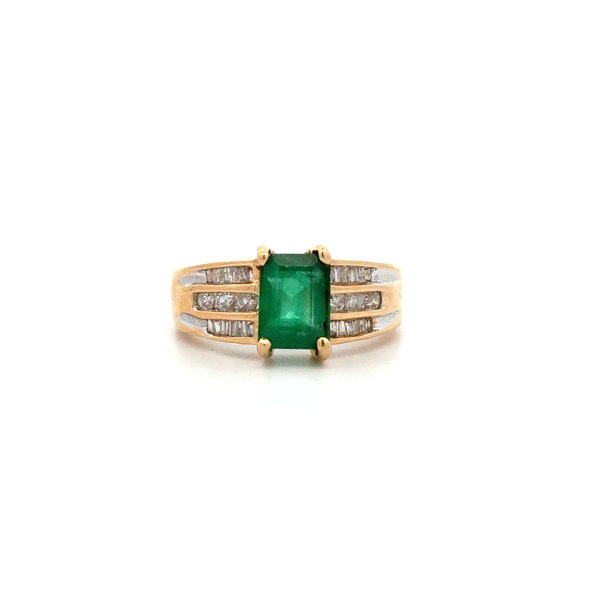 Closeup photo of 14K YG 1.75ct Emerald Cut Emerald & .35tcw Diamond Ring 5.6g, s7