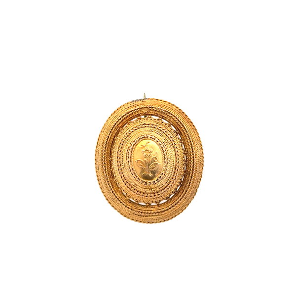 Closeup photo of 14K YG Etruscan Granulation Brooch 8.3g