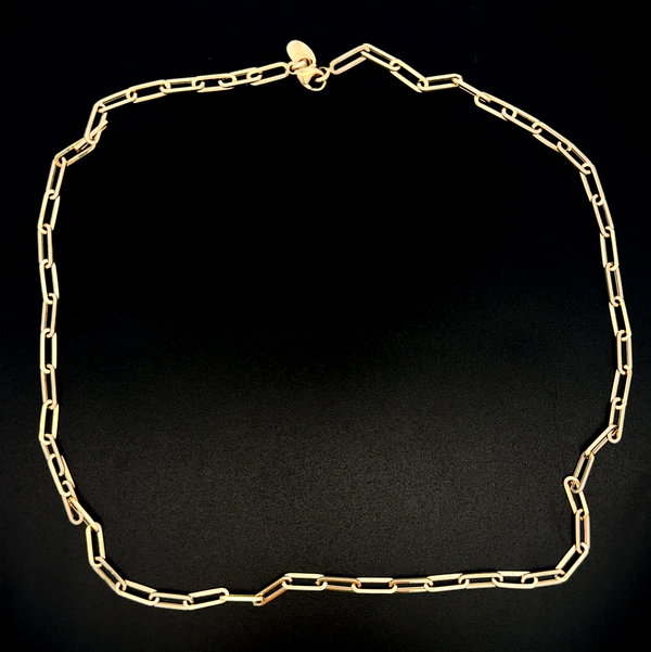 Closeup photo of 14K YG Paperclip Chain Necklace 4.0g, 18"