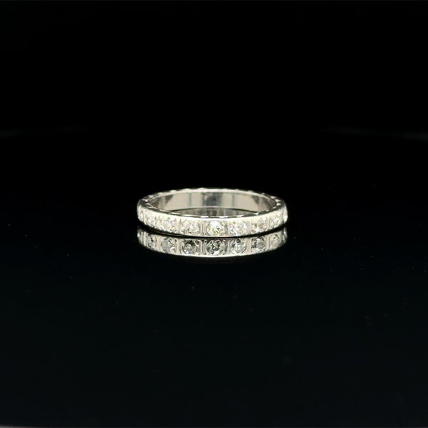 Closeup photo of Platinum Art Deco .20tcw Diamond Band Ring 2.2g, s4
