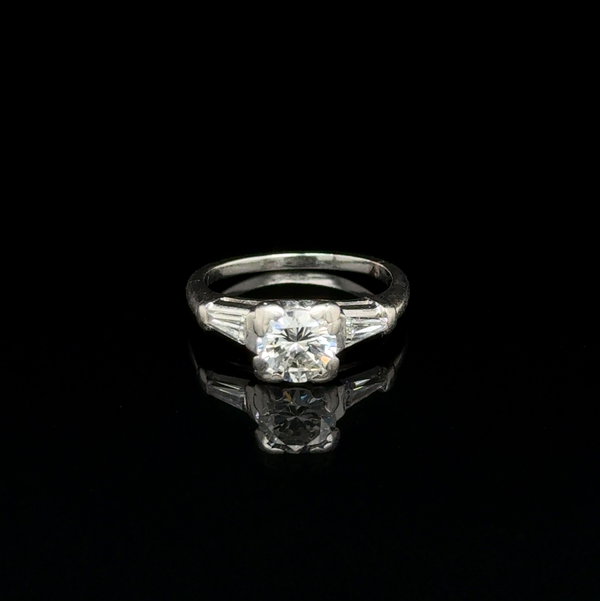 Closeup photo of Platinum Art Deco .85ct Transitional Diamond & .30tcw Diamond Ring 3.5g, s4