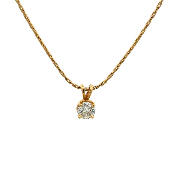 Closeup photo of 14K YG .65tcw RBC Solitaire Pendant Necklace 4.8g, 19"