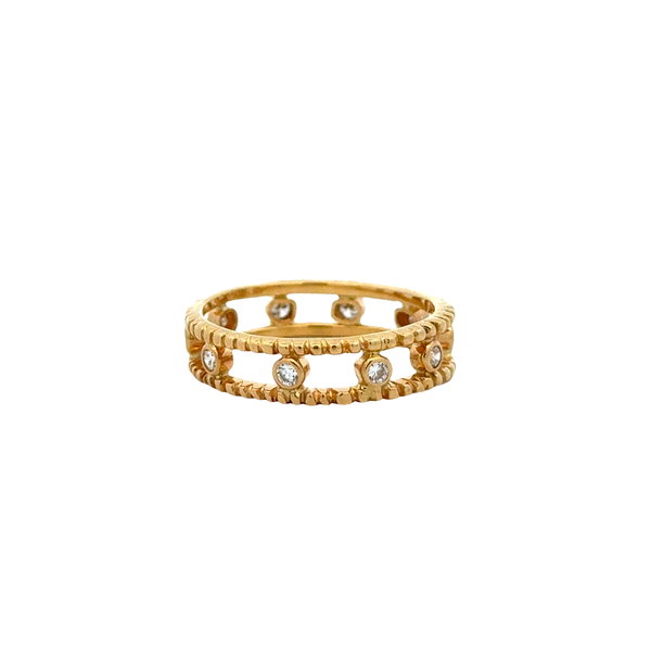 Closeup photo of 18K YG Double Split Row Rope .30tcw Diamond 5mm Band Ring 3.3g, s7