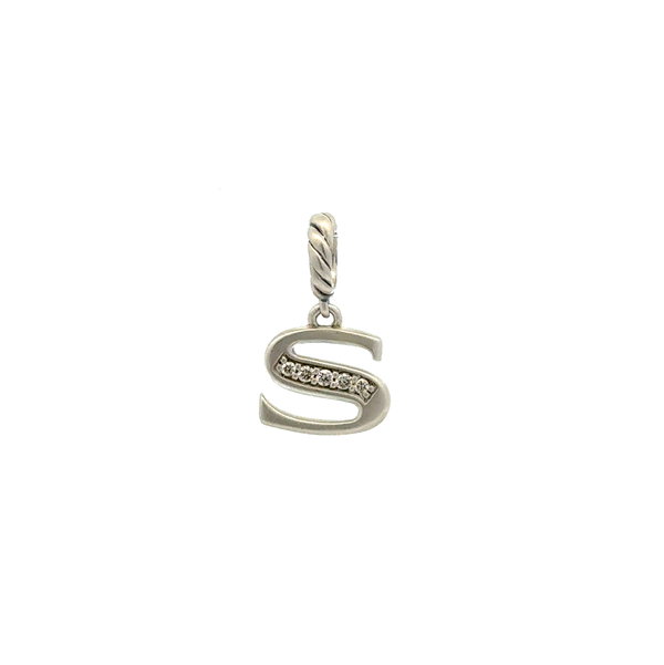 Closeup photo of 925 Sterling DAVID YURMAN Pave Diamond Initial S 1.3g