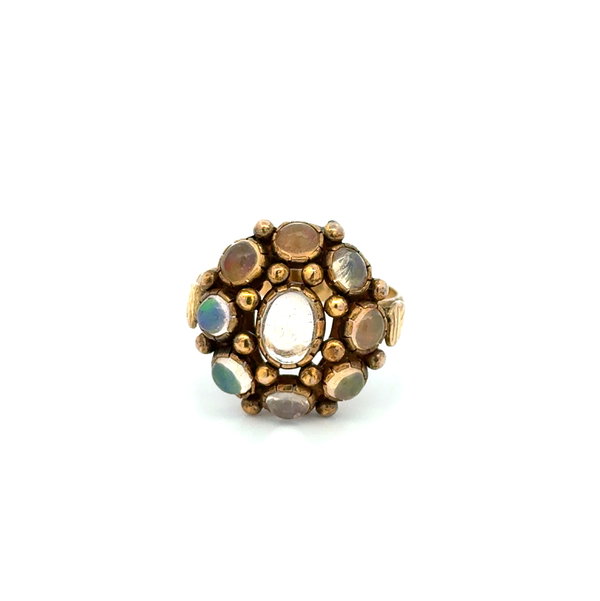 Closeup photo of 14K YG Victorian Jelly Opal Cluster Ring 4.5g, s