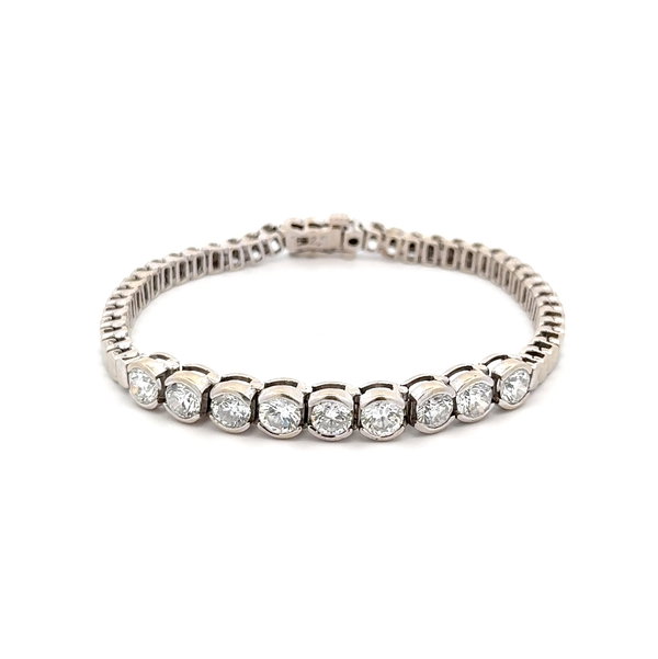 Closeup photo of 14K WG 5.00tcw RBC 9 Diamond Halfway Line Tennis Bracelet 19.4g, 7"