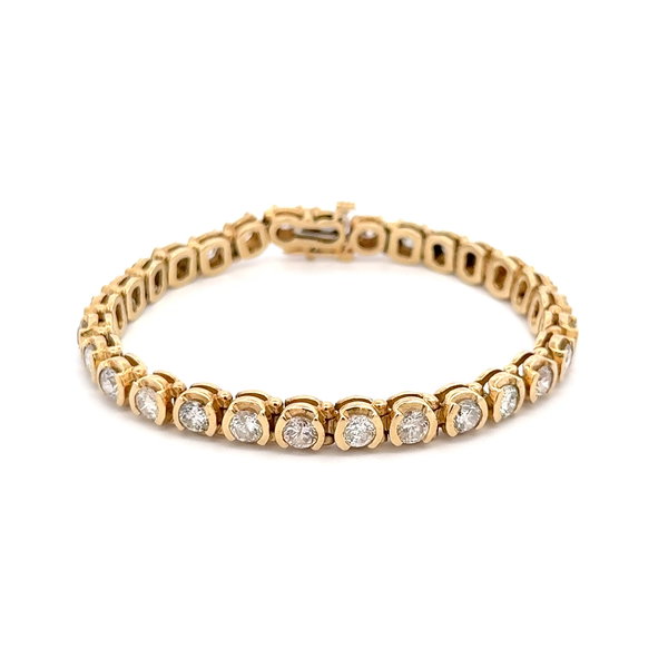 Closeup photo of 14K YG 8.00tcw RBC 29 Diamond Line Tennis Necklace 22.5g, 7"