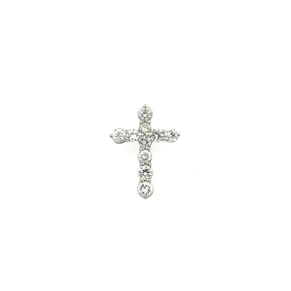 Closeup photo of Platinum 900 1.05tcw RBC 10 Diamond Cross Necklace 2.4g