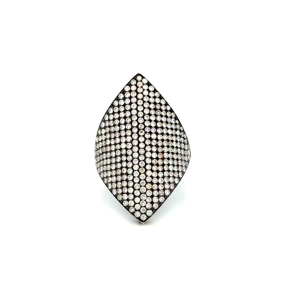 Closeup photo of 18K Black Gold 2.02tcw RBC Diamond Navette Wide Band Ring 7.1g, s5.75