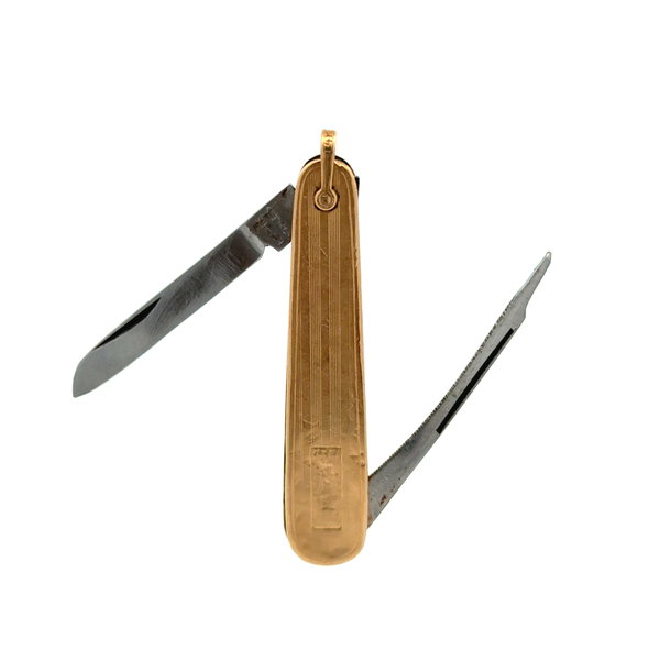 Closeup photo of 14K YG Vintage Pocket Knife & File 11.2g, 2.3"