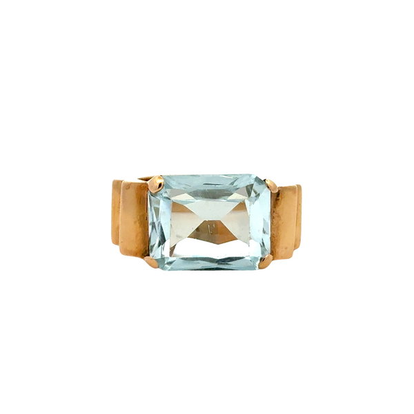 Closeup photo of 18K YG Retro 6ct Topaz East West Ring 6.7g, s5.5