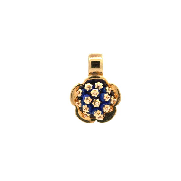 Closeup photo of 14K YG 1960's 2tcw Lapis Cluster Pendant 4.5g