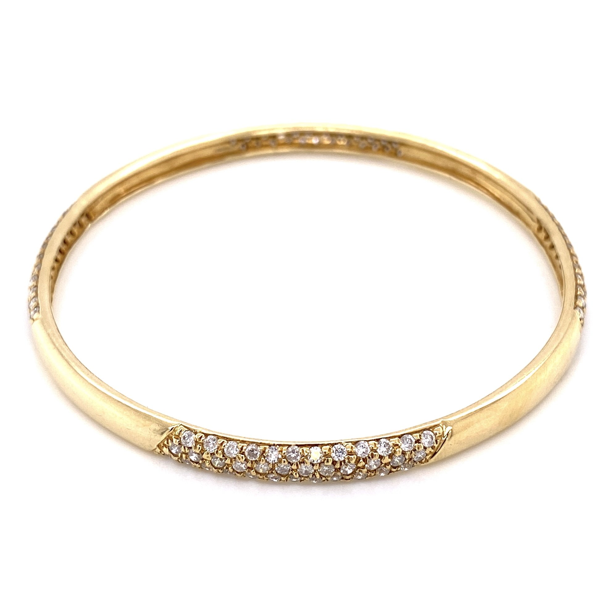 14K Yellow Gold Bangle Bracelet 3.00tcw diamonds 7.5", 15.8g