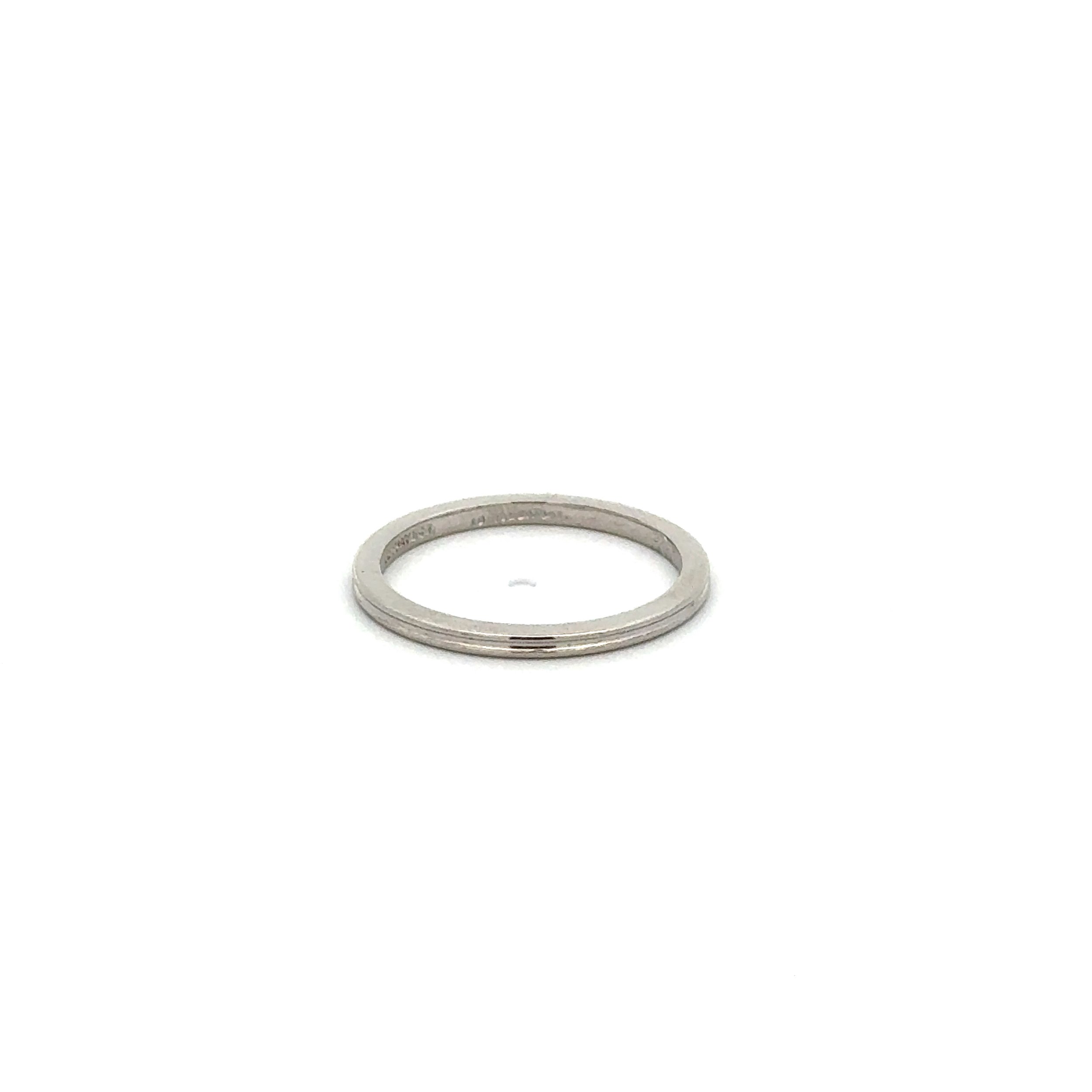Platinum 1950's TIFFANY & CO Mid Century Double Row Plain Band Ring Engraved c1954, 2.4g, s5.25