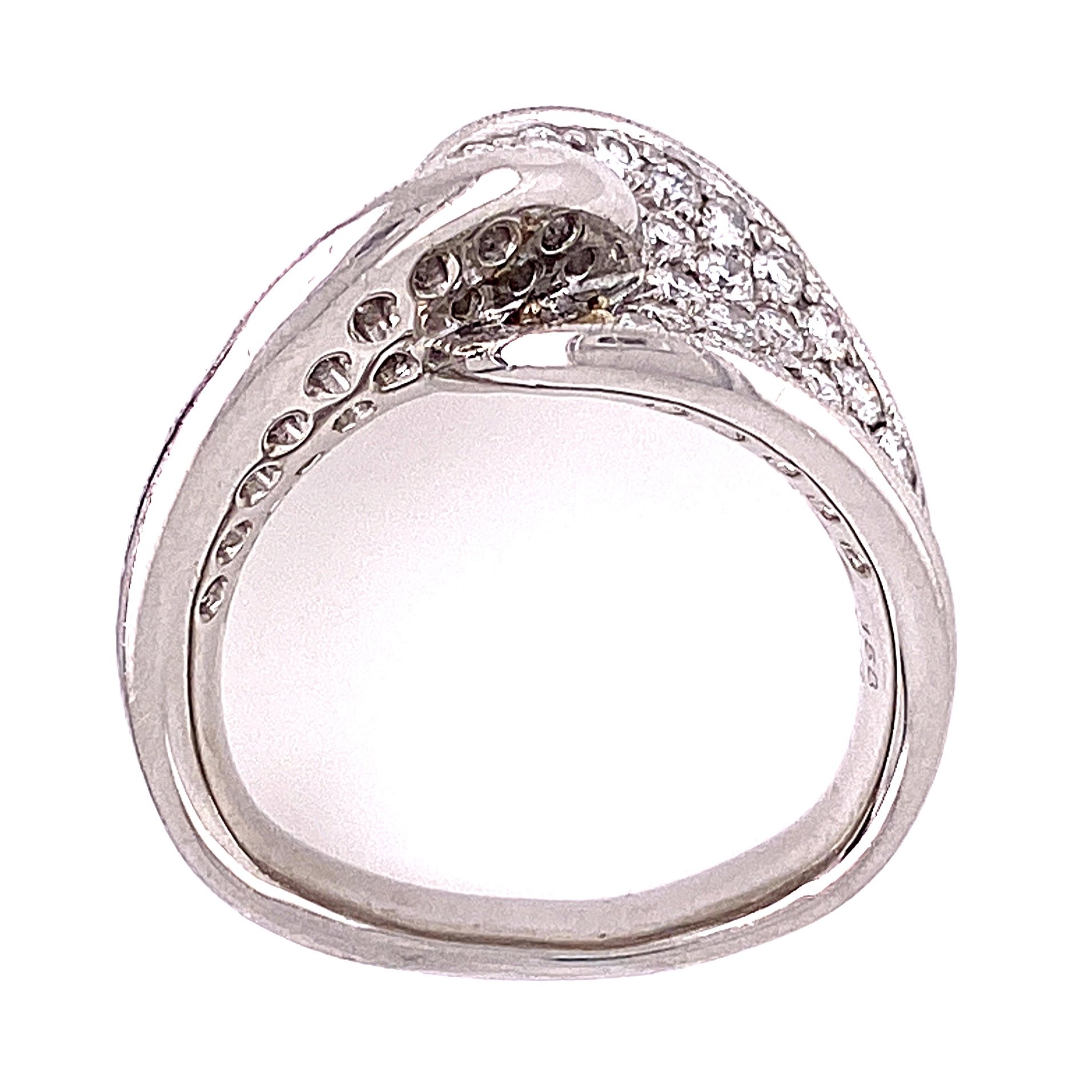 Platinum 900 Twisted Pave Diamond Ring 1.58tcw European Shank 16.1g, s5.75