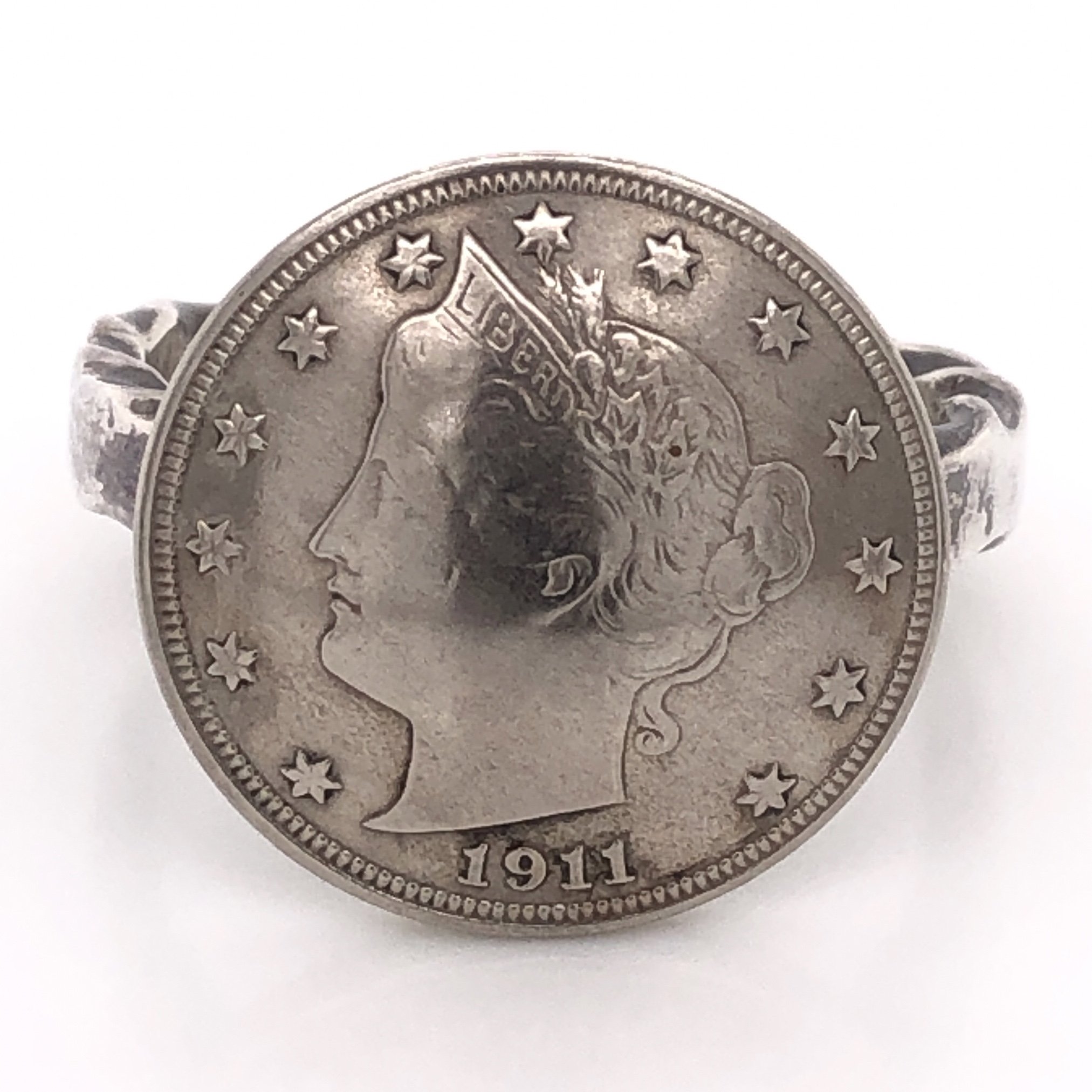 925 Sterling Vintage Native Mens 1911 Liberty Head Ring 11.8g, s13 7/8" Diameter