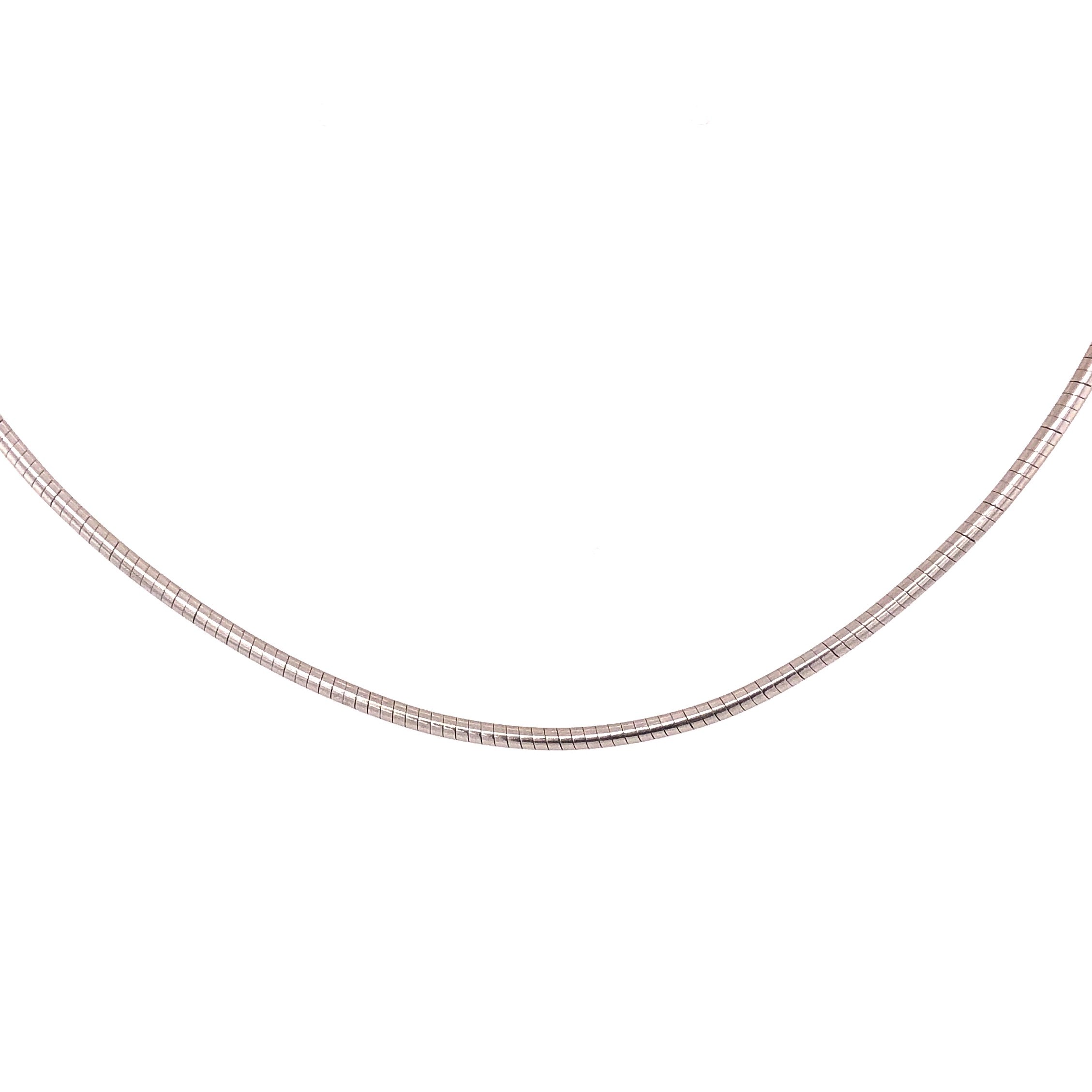 14K White Gold ITALIAN 1.4mm Thin Omega Chain Necklace 16"