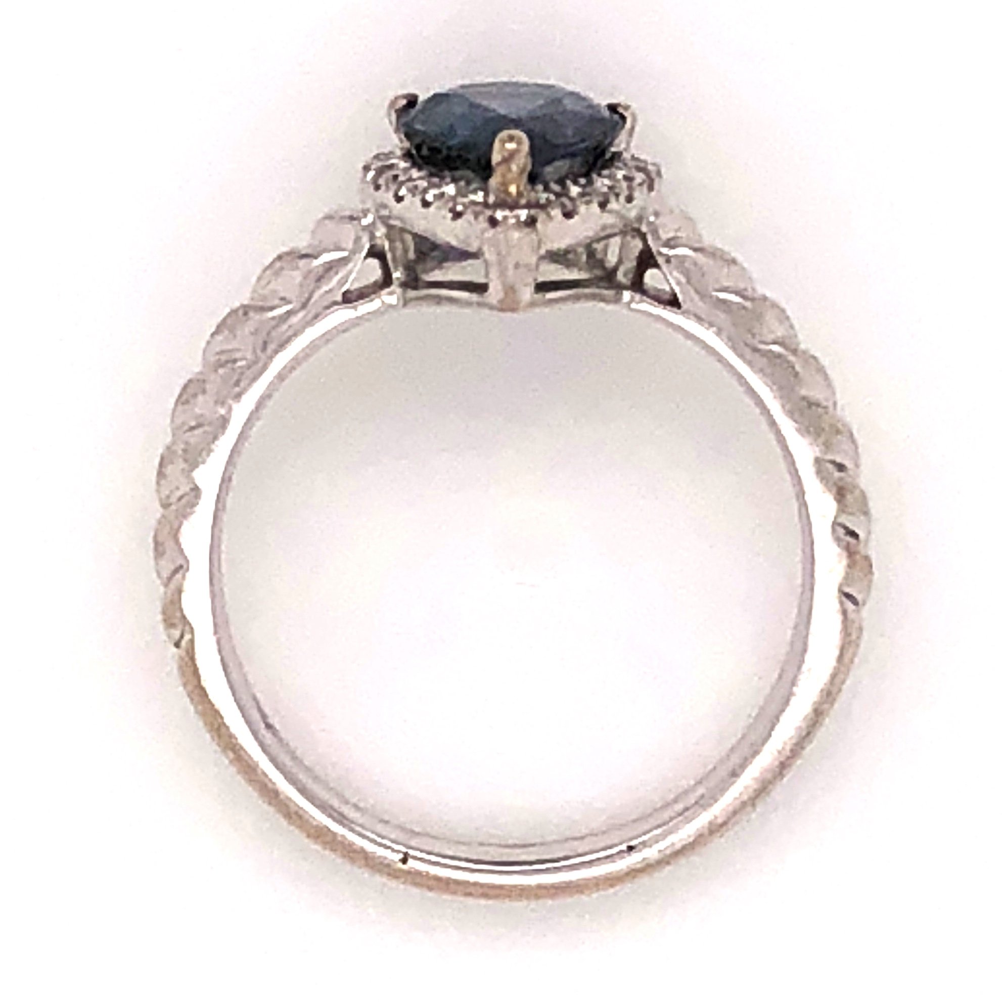 18K White Gold .90ct Pear Sapphire & .14tcw Diamond Ring 3.3g, s3.75