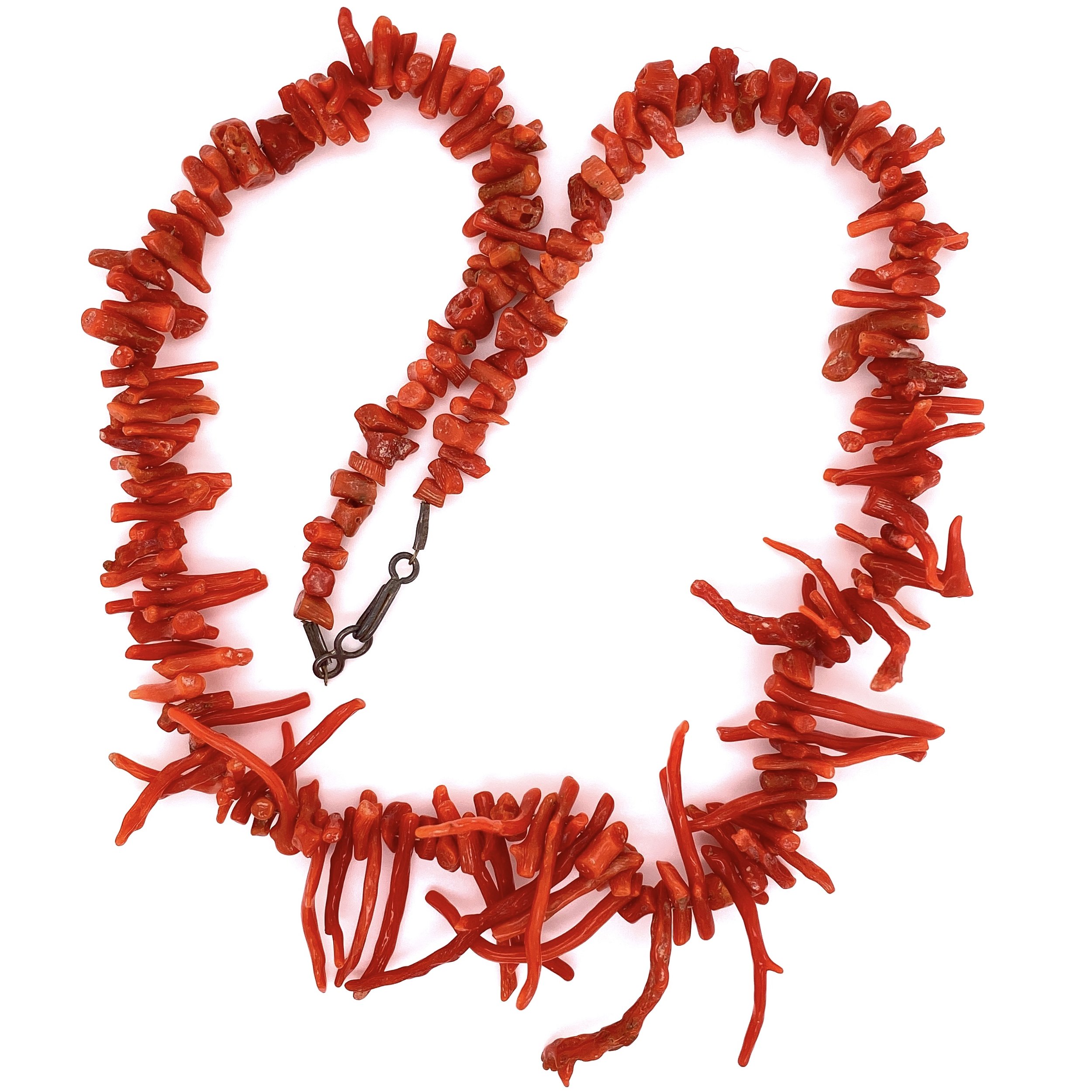 Branch Red Coral Necklace with Sterling Clasp 18.5"