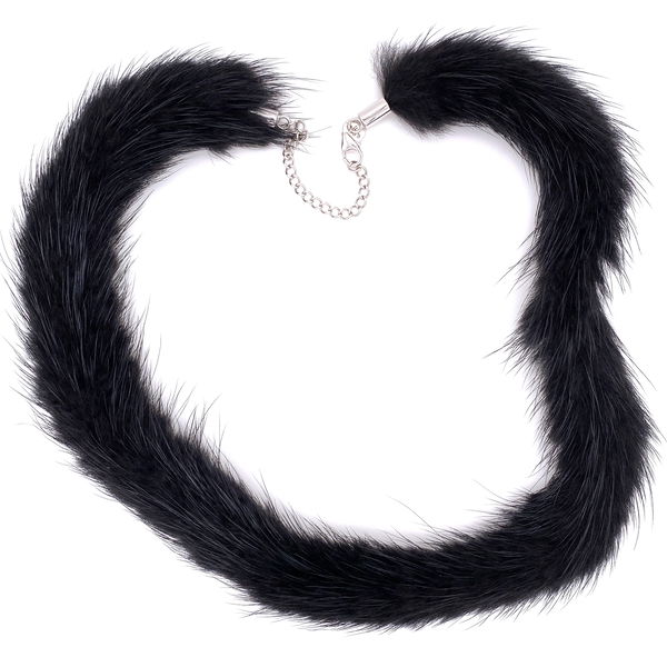 Closeup photo of 18K White Gold Faux Mink Necklace by Jude Frances 16.5"