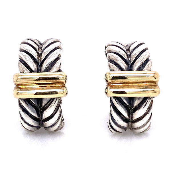 Closeup photo of 18K & 925 Sterling ALS Italian Rope Earrings with French Clips 17.7g