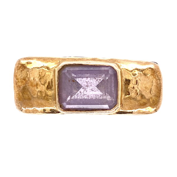 Closeup photo of 925 / 14K Yellow Gold Diane Malouf Hammered Gold Amethyst Ring 10.0g, s6.75