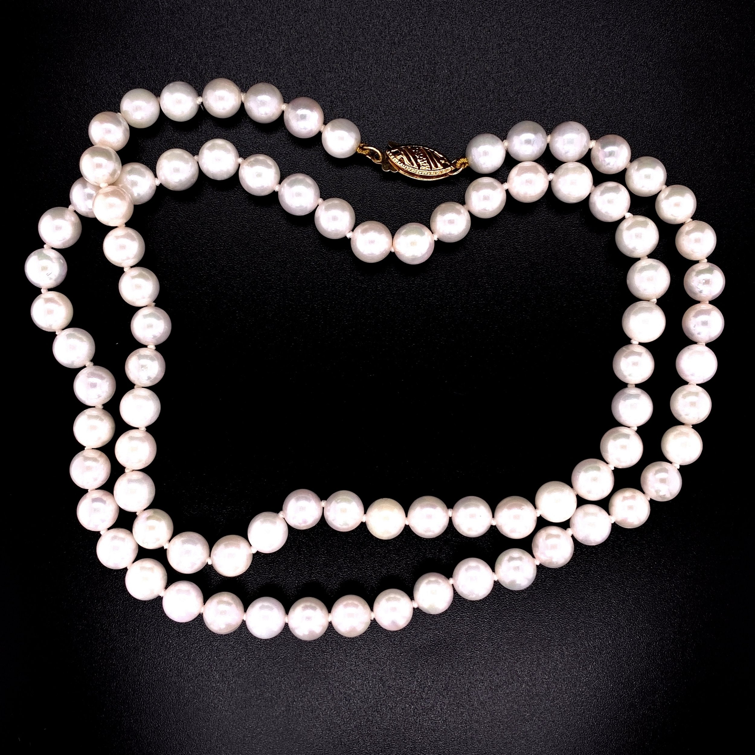 14K YG 6.5mm Freshwater Pearl Necklace Strand 21"