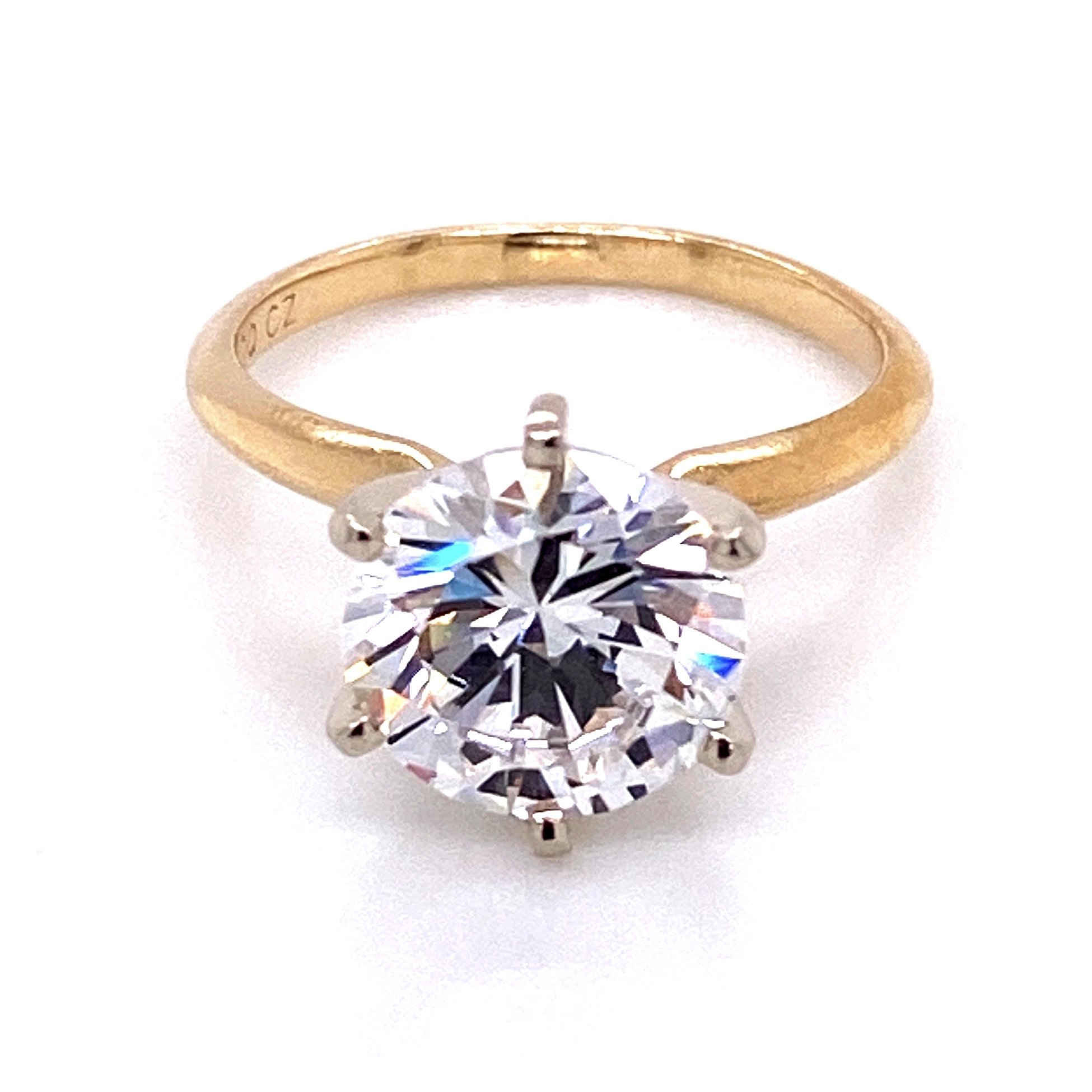 14K YG 6 Prong Solitaire CZ Cubic Zirconia Ring 2.6g, s