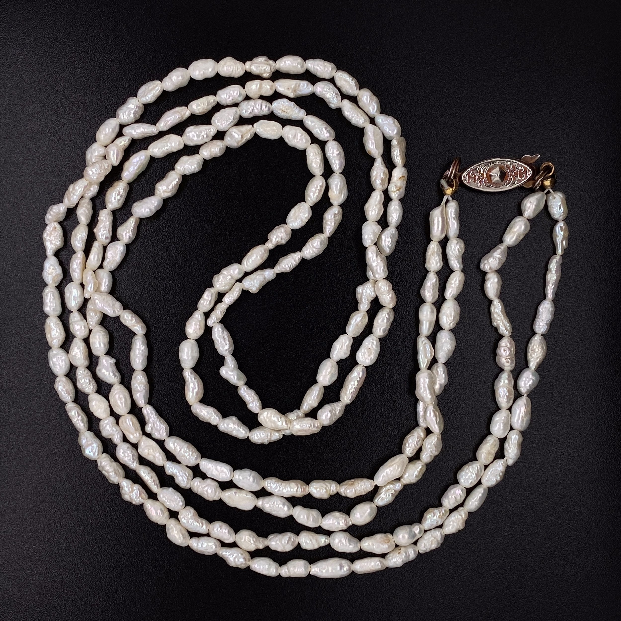 Double Strand Freshwater Pearl Necklace, Base Metal Clasp, 24"