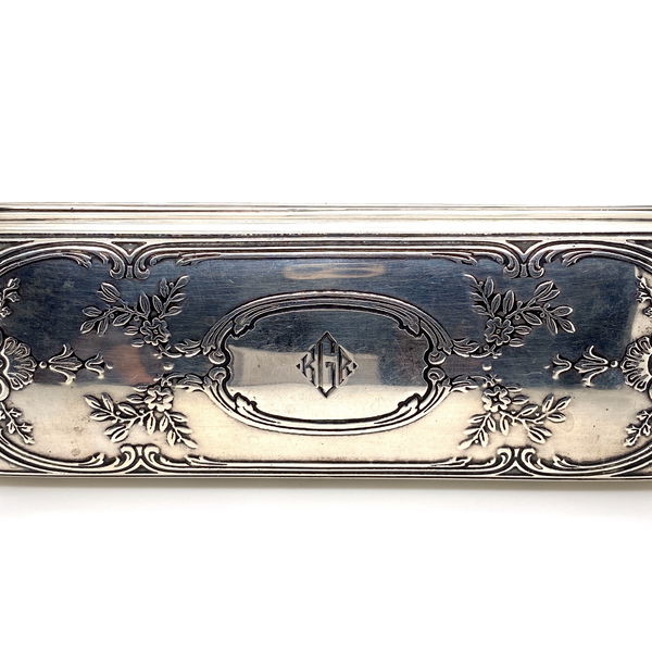Closeup photo of 925 Sterling TIFFANY & CO Engraved Box 5.5" c1900