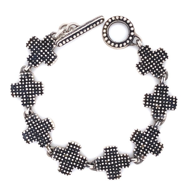 Closeup photo of 925 Sterling Maltese Cross Bracelet 21.2g, 7"
