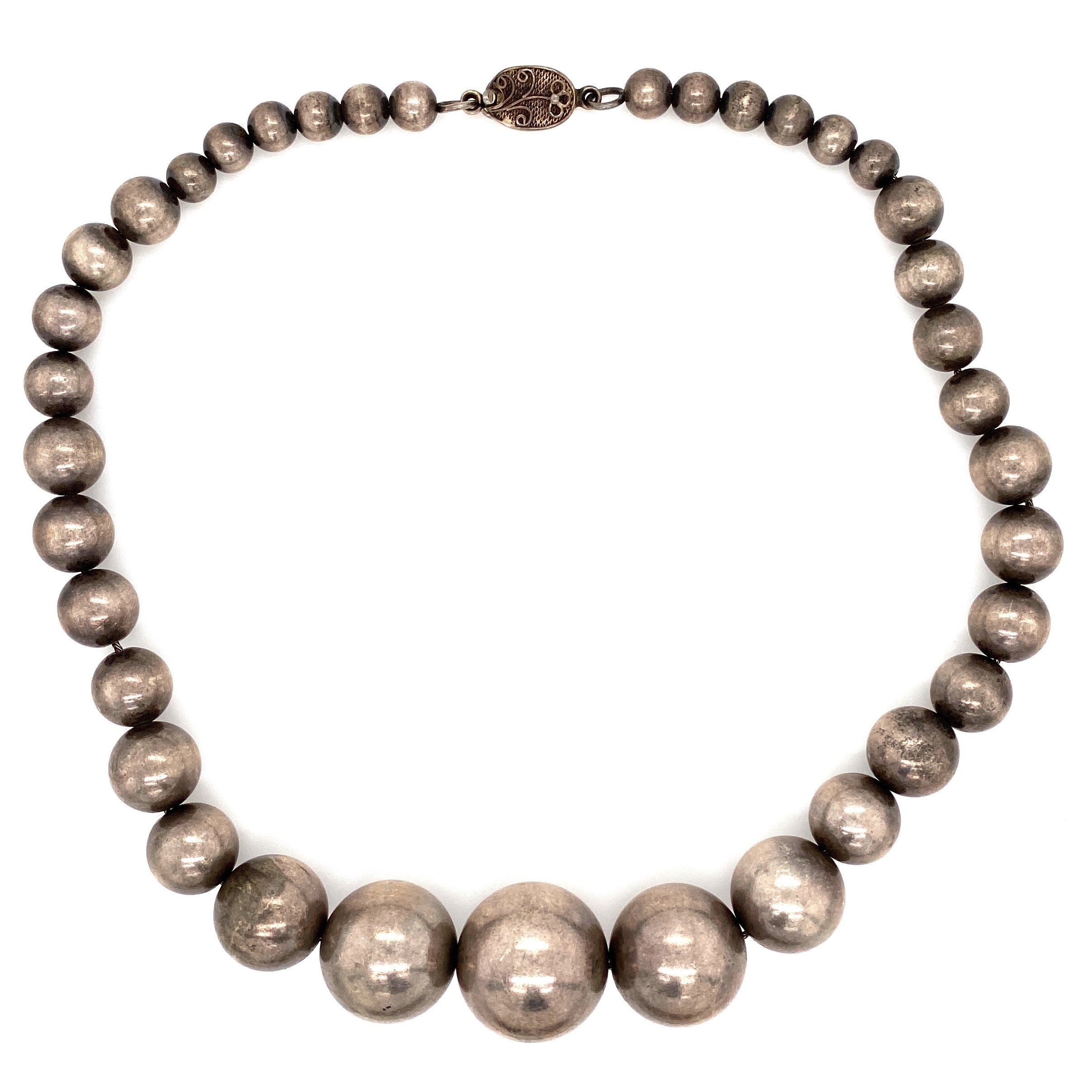 925 Sterling Bead Necklace 21-5.7mm 71.5g, 16"