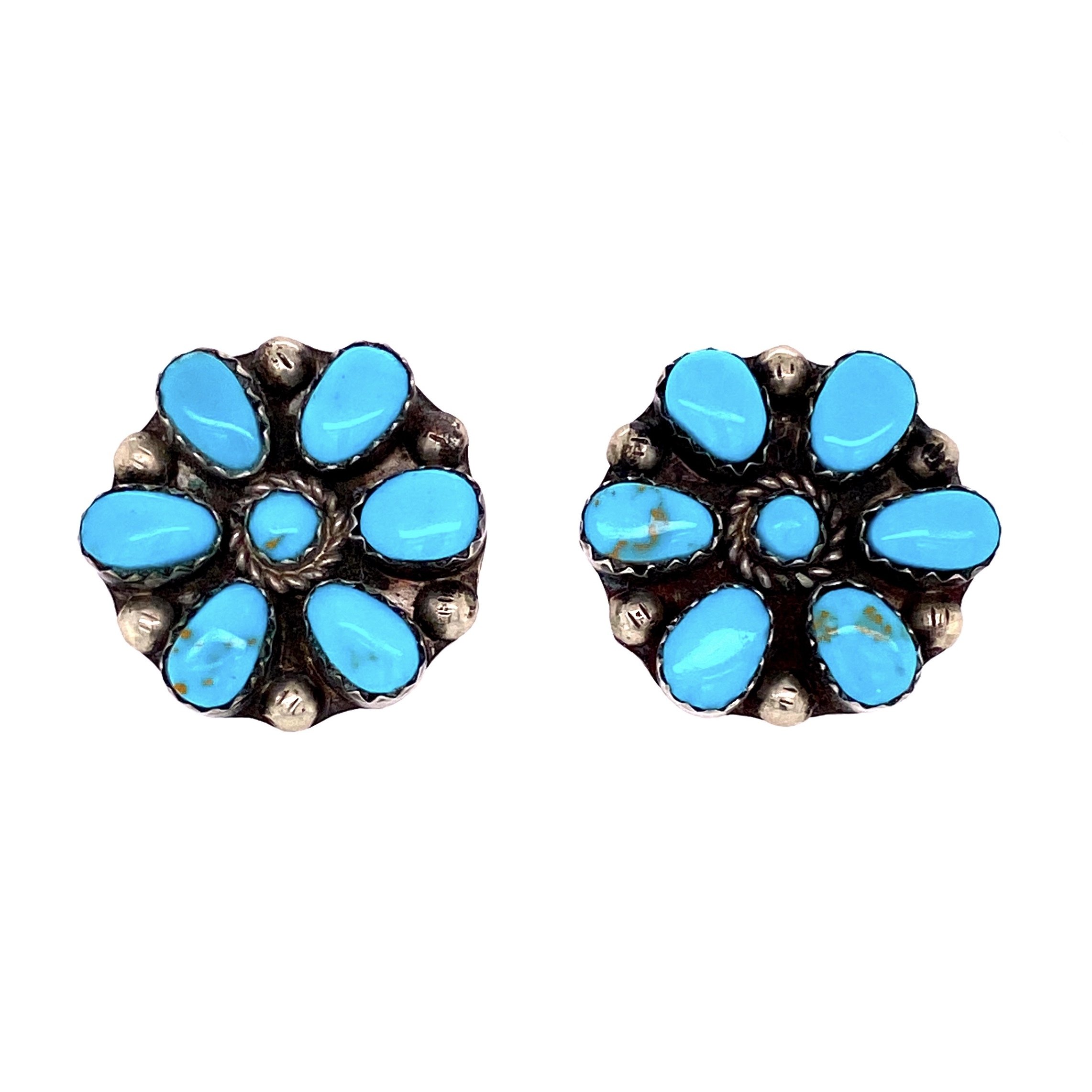925 Sterling Native Zuni Turquoise Earrings 5.2g