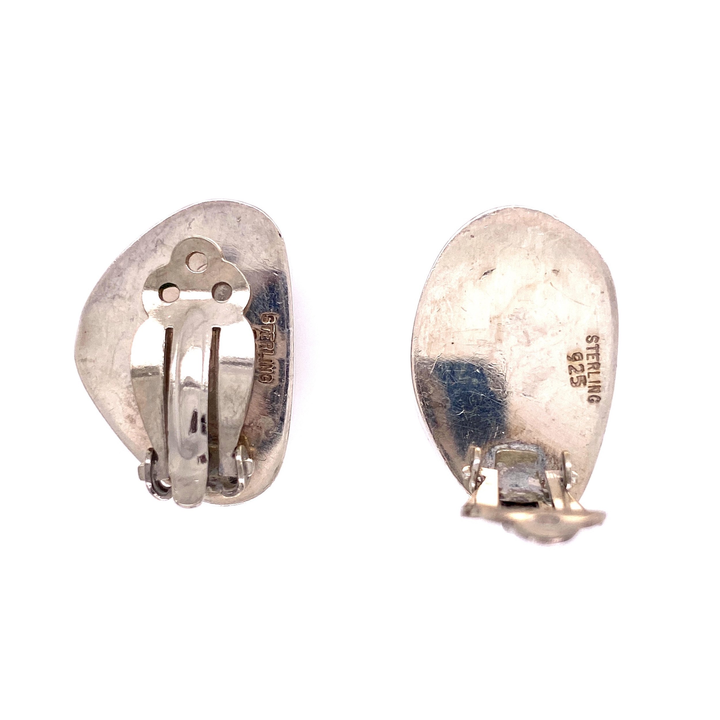 925 Sterling Freeform Amber Clip Earrings 17.0g