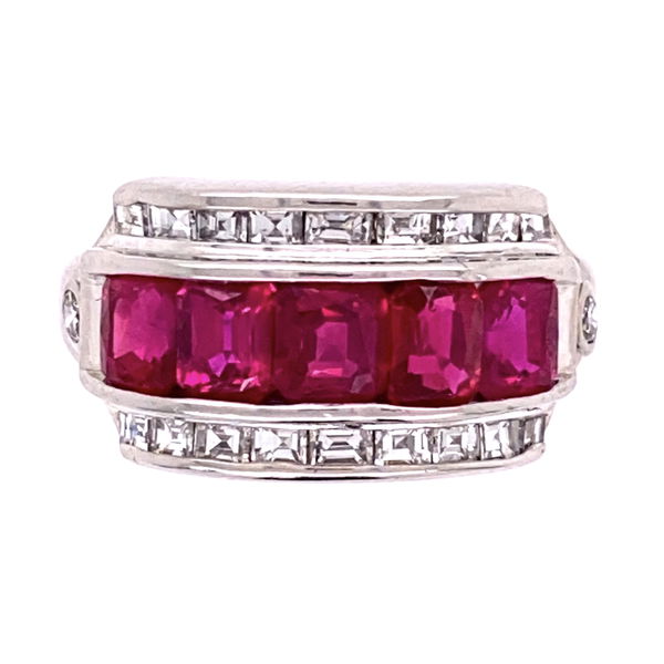 Closeup photo of Platinum 2.07tcw Ruby & .65tcw Diamonds, s4.5