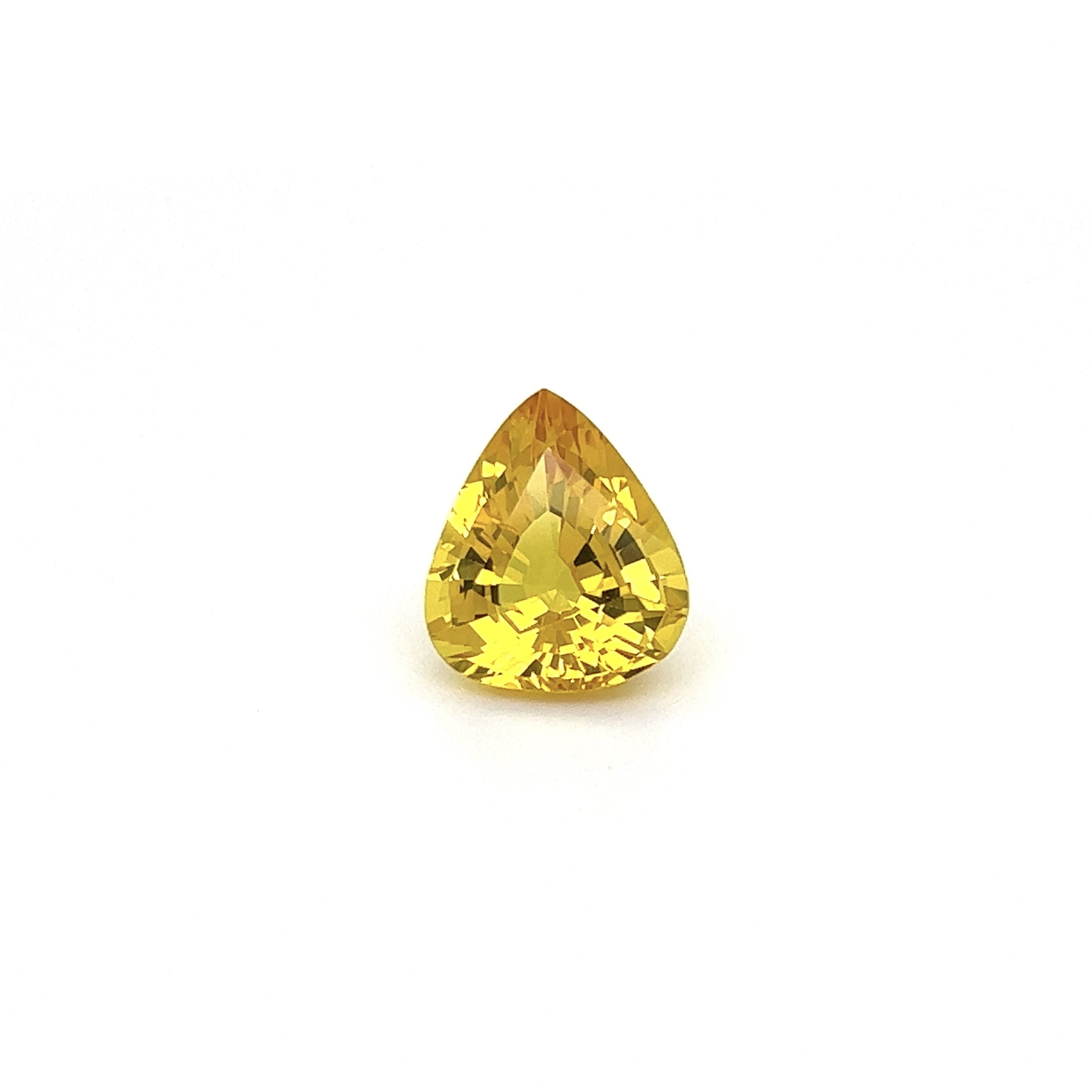 7.41ct Pear Shape Yellow Sapphire GIA Beryllium Diffused 13.35 x 11.42 x 6.98mm