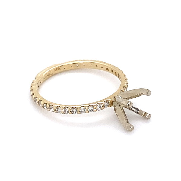 Closeup photo of 14K YG .42tcw Diamond Semimount 3/4, 6.5mm Head