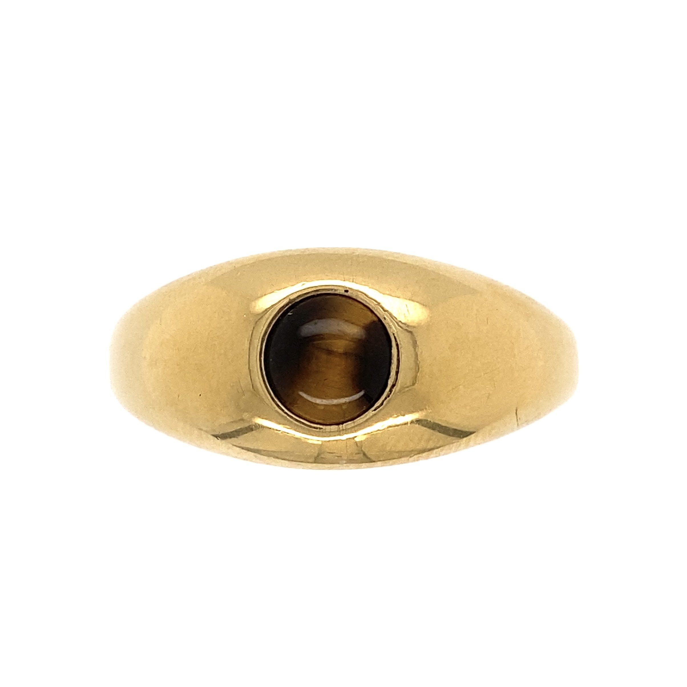 18K YG Gent's Band with Tiger's Eye Cabochon 7.7g, s13