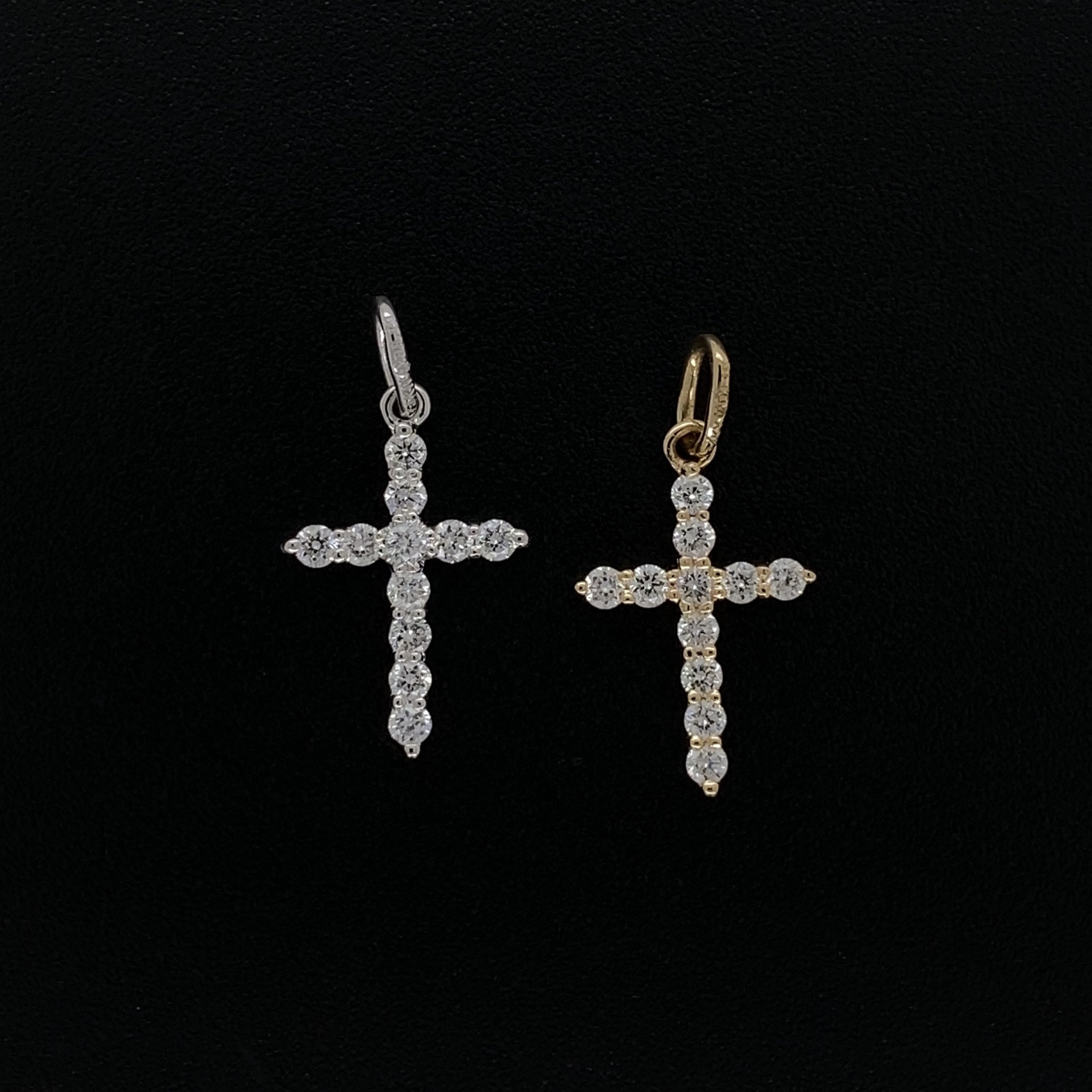 18K YG .18tcw Diamond Cross Pendant Necklace 2.1g on 18" Chain