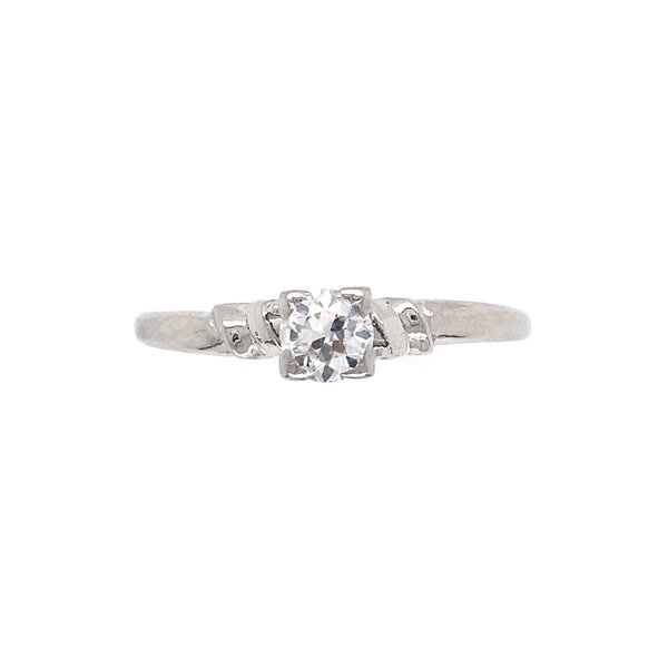 Closeup photo of Platinum Art Deco .33ct Old European Solitaire Ring 2.3g, s9.5