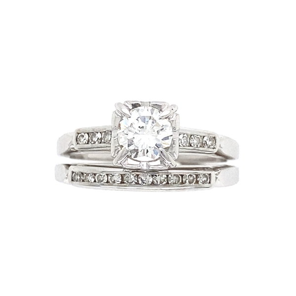 Closeup photo of Wedding Set .54tcw Transitional Diamond Ring & Band 4.15g, s5