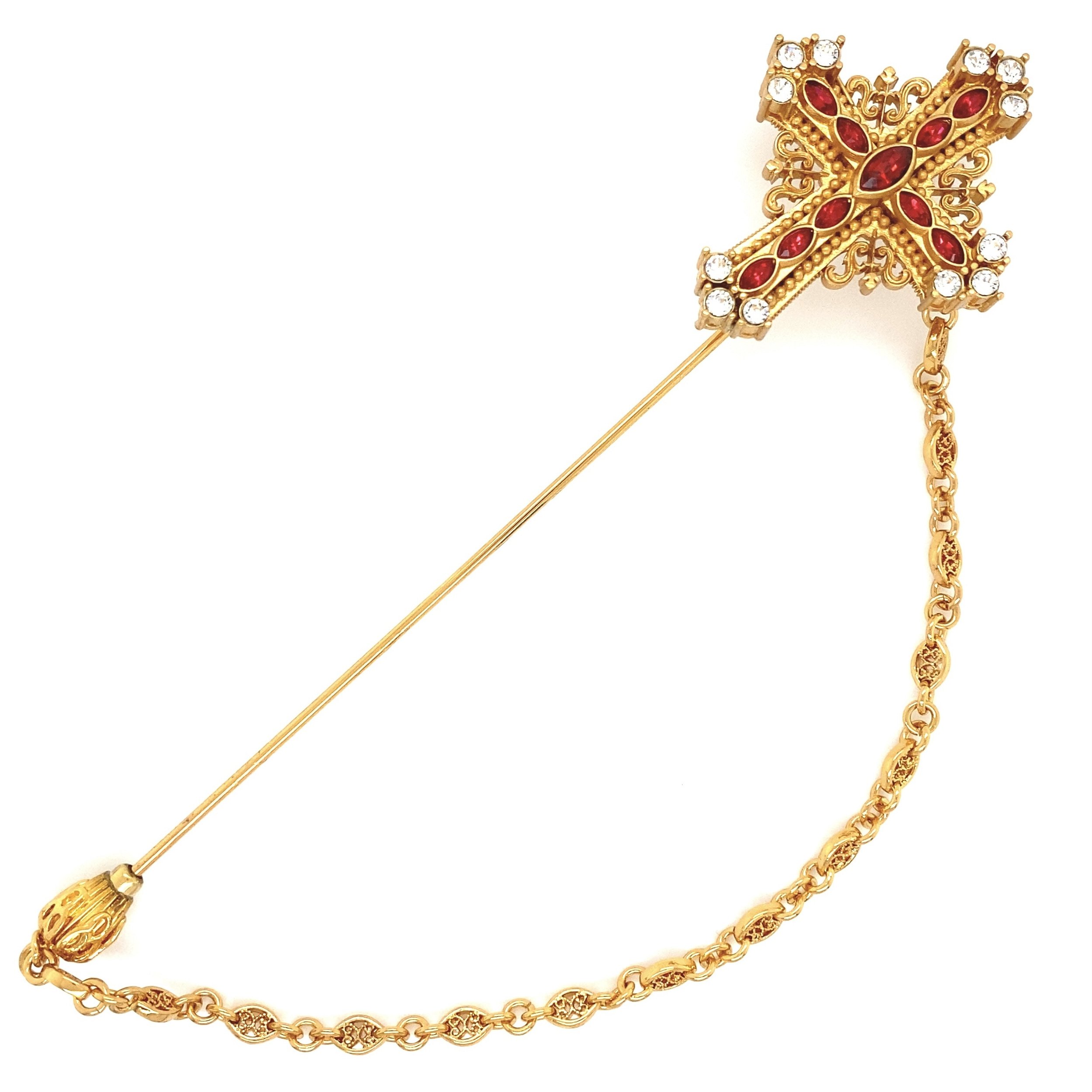 Dolce & Gabbana Ornate Cross Brooch 16.1g, 5" Tall
