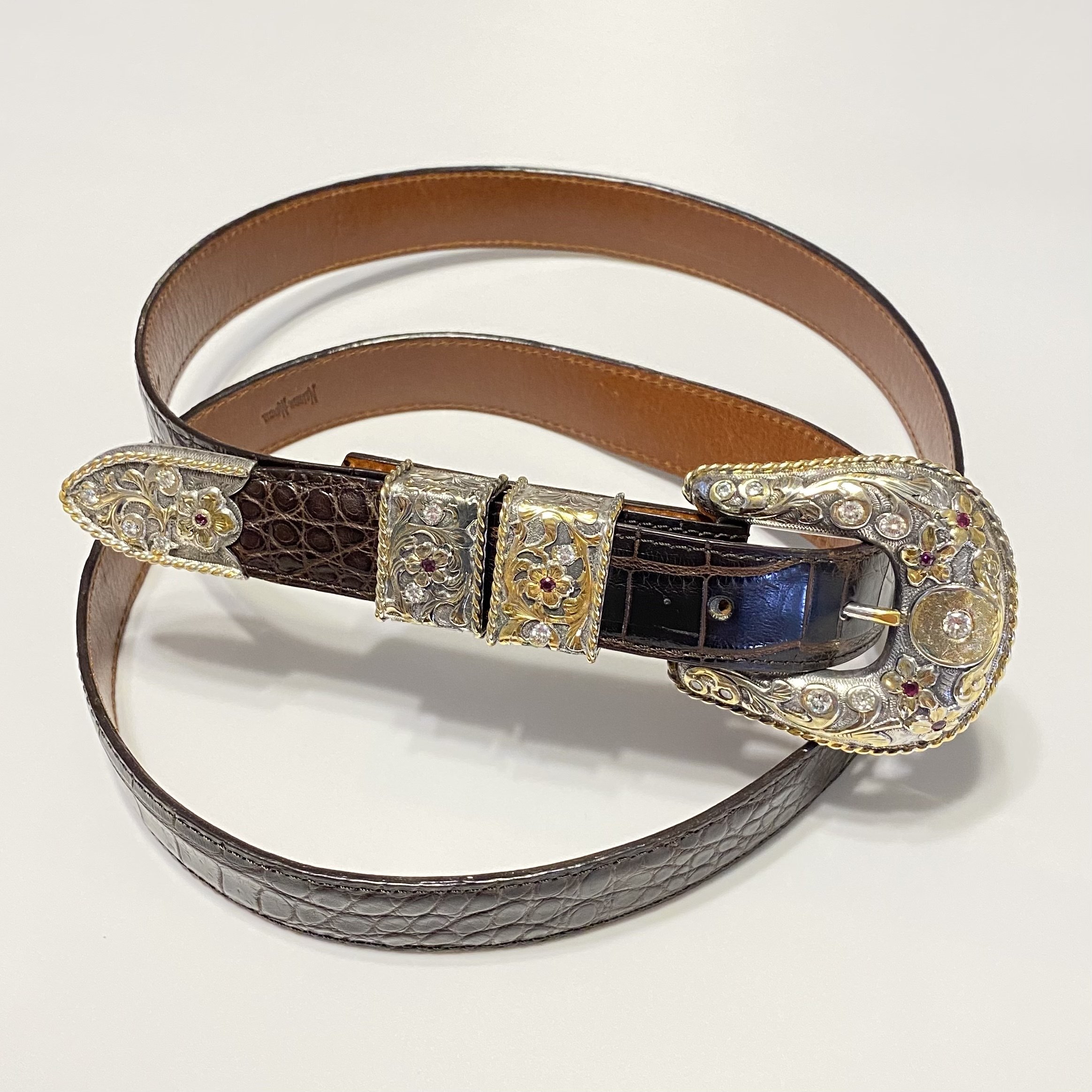 Mona Van Riper 925 18K 4.20tcw Tsavorite & .88tcw Diamond 4 Piece Buckle  Set 26mm Belt | Platinum 1911