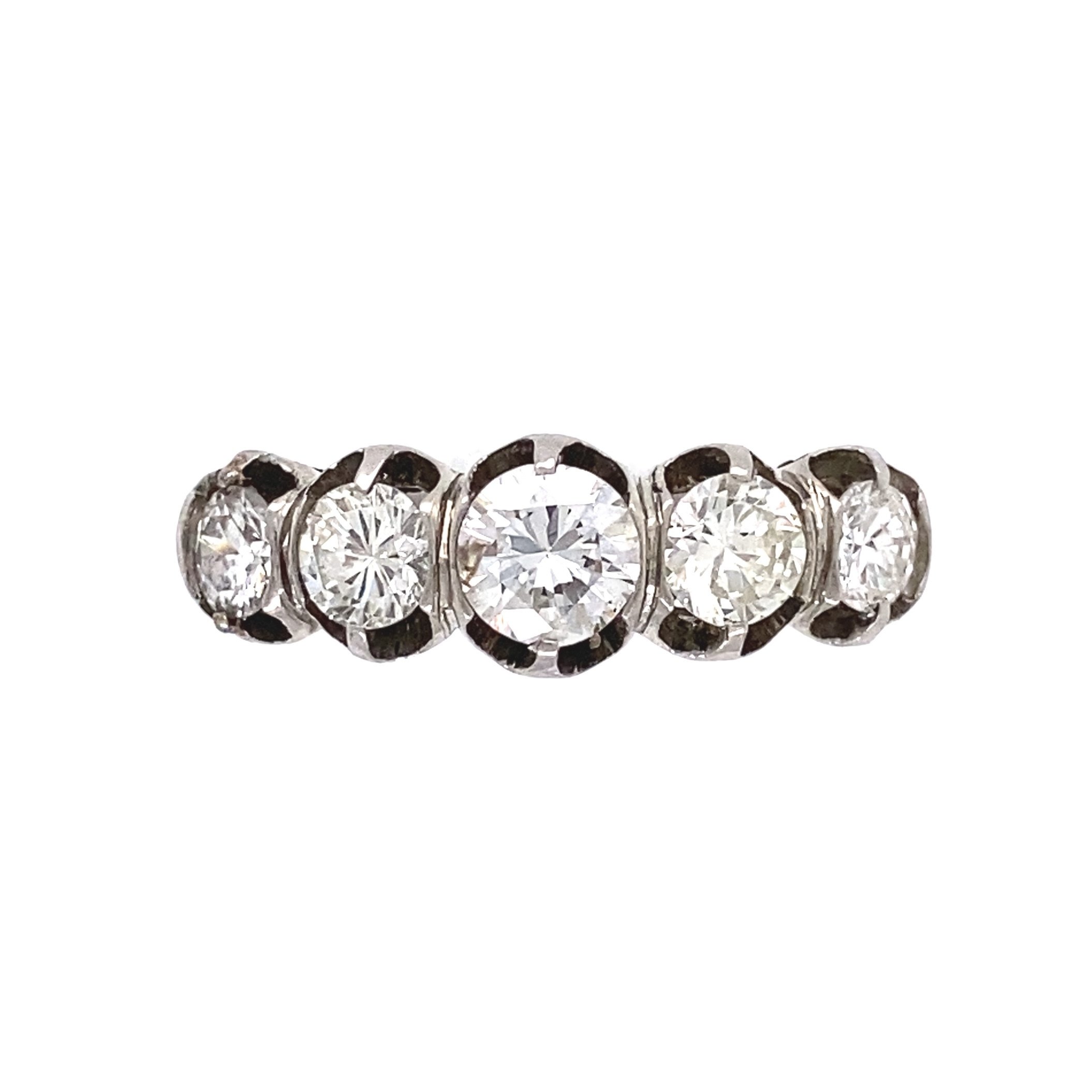 Platinum Filigree 5 Stone 1.60tcw Diamond Ring 3.6g, 8.75