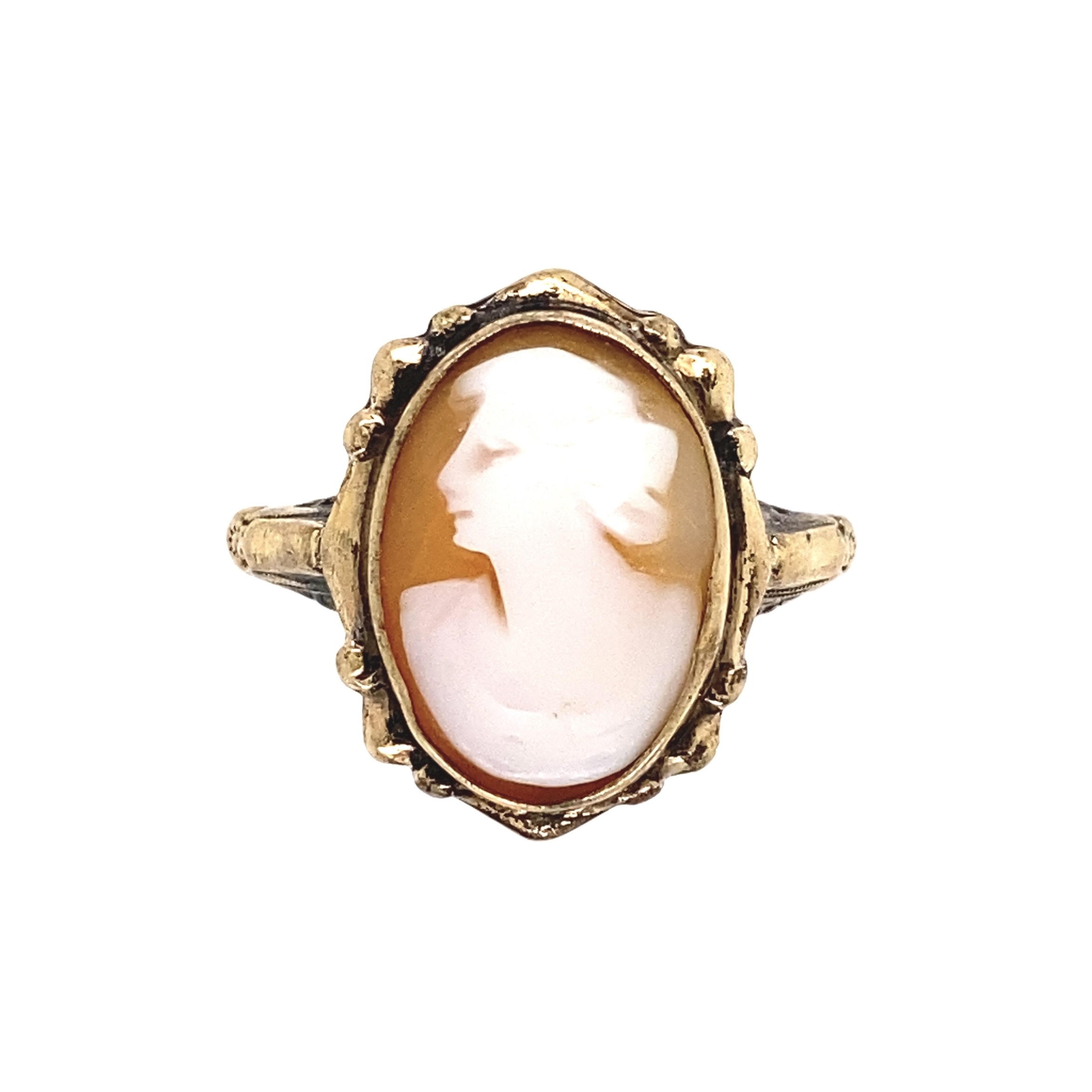 10K YG Victorian Carved Cameo Ring 2.8g, s6