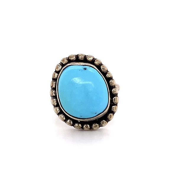 Closeup photo of 925 Sterling Native Turquoise Ring 4.6g, s3
